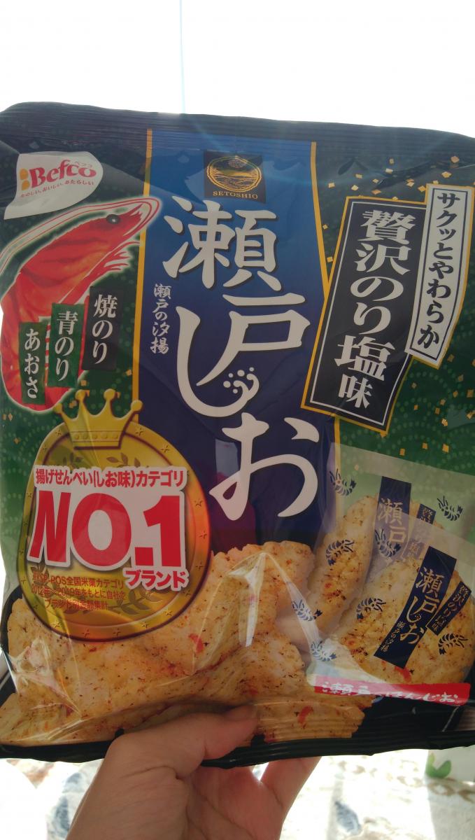 栗山米菓 ベフコ 瀬戸の汐揚 贅沢のり塩味の商品ページ