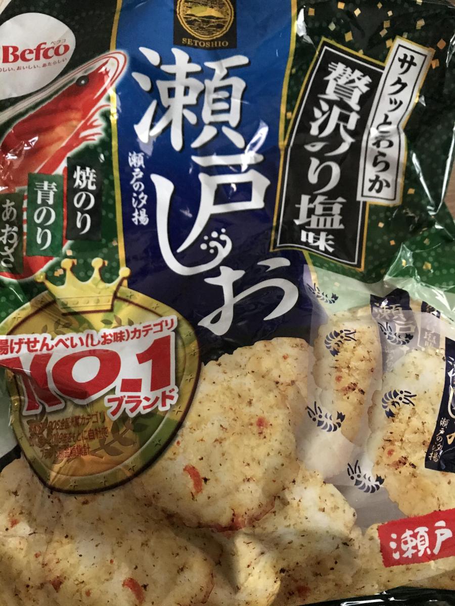 栗山米菓 ベフコ 瀬戸の汐揚 贅沢のり塩味の商品ページ