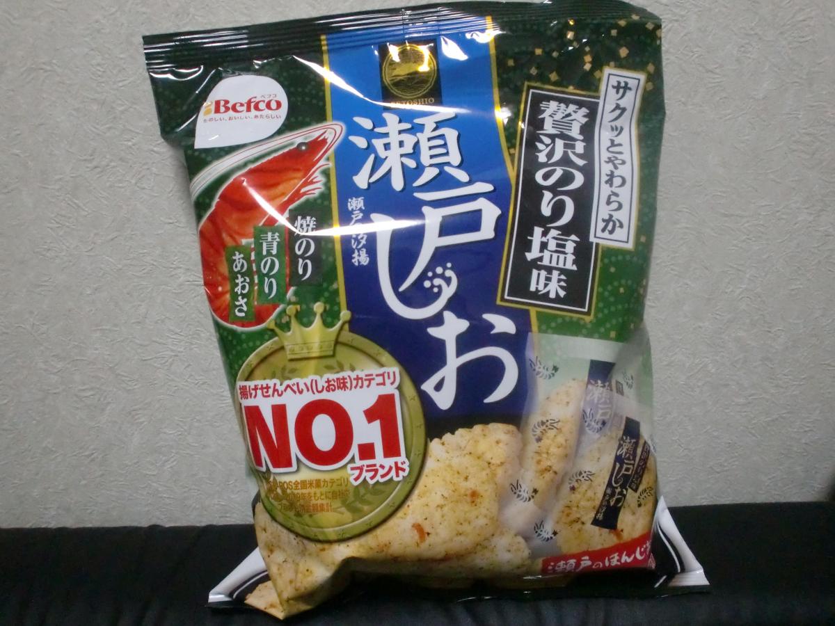 栗山米菓 ベフコ 瀬戸の汐揚 贅沢のり塩味の商品ページ