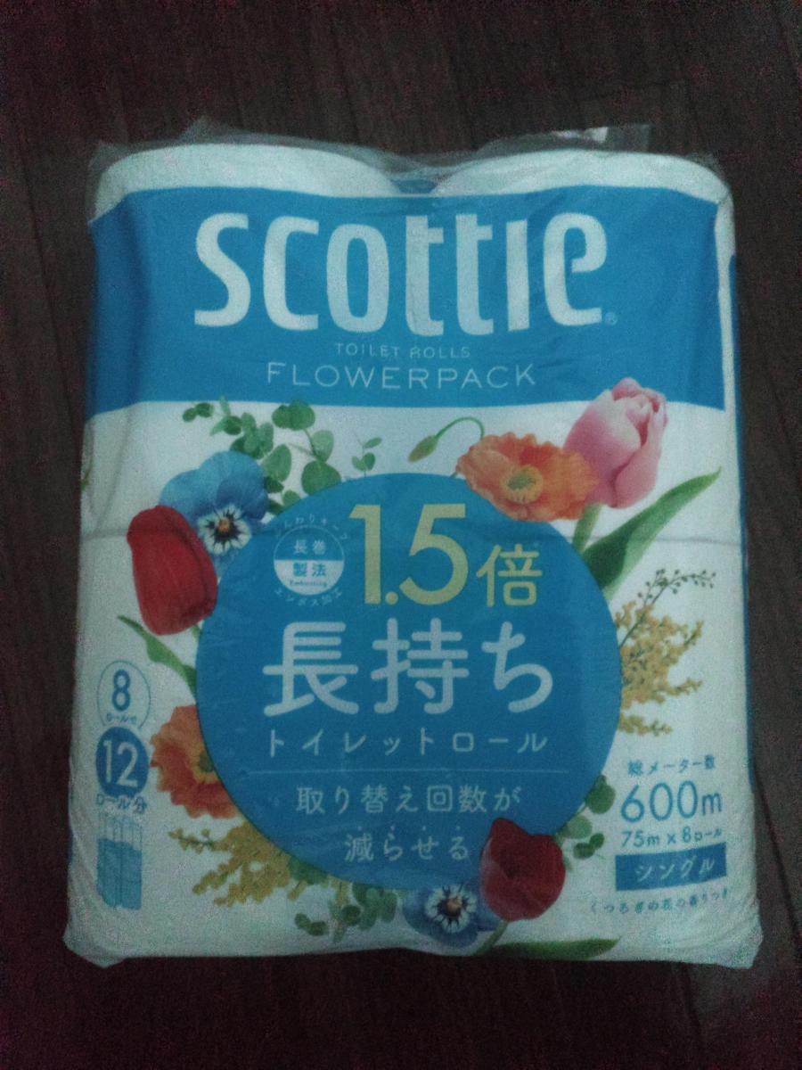 少し豊富な贈り物 スコッティ フラワーパック 1.5倍長持ち シングル 芯あり 75m 香り付き 1セット 64ロール：8ロール×8パック