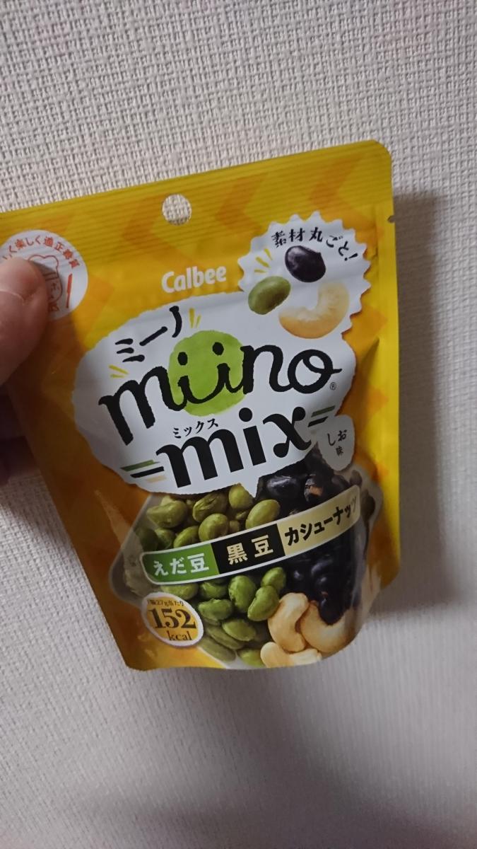 カルビー miino mix（ミーノ ミックス） えだ豆黒豆カシューナッツしお味の商品ページ