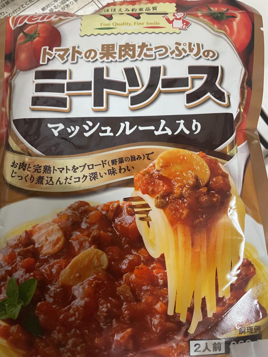 日清製粉ウェルナ マ・マー トマトの果肉たっぷりのミートソース マッシュルーム入りの商品ページ